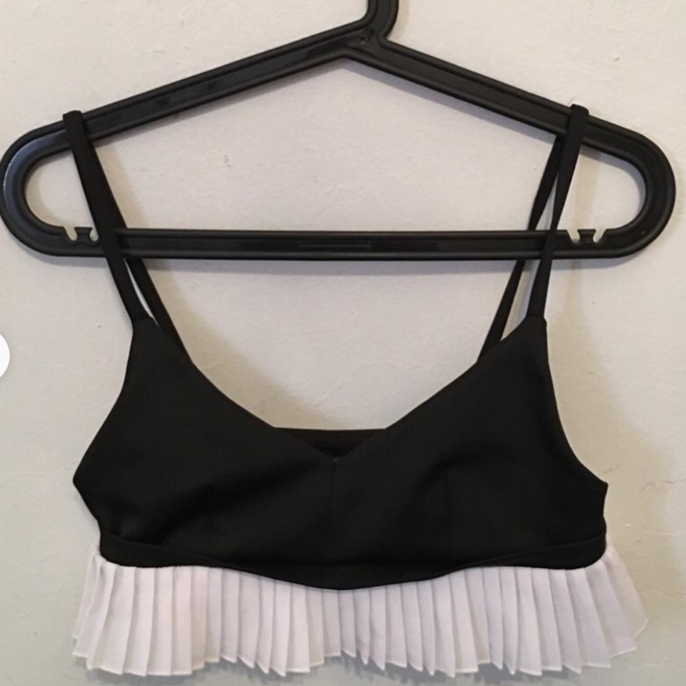 Black and White Pleated Hem Bralette